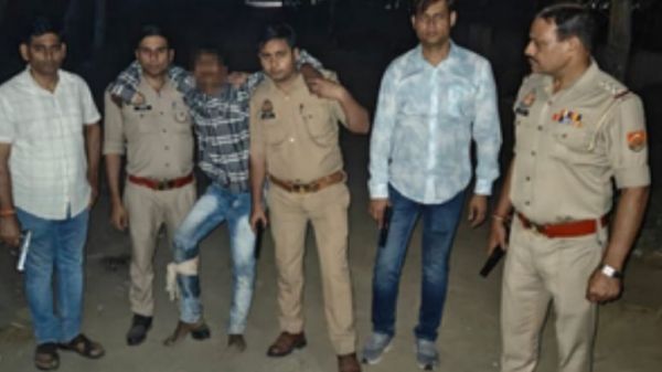 नाबालिग बच्ची के साथ दुष्कर्म करने का आरोपी मुठभेड़ में गोली लगने के बाद हुआ गिरफ्तार 