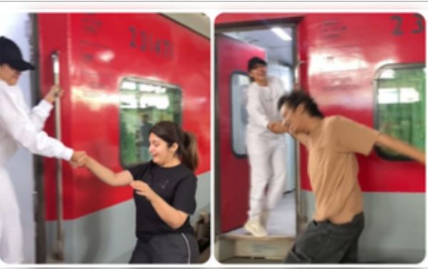 'डीडीएलजे' का 'राज' बन ट्रेन के दरवाजे पर खड़ी हुईं मलाइका, दिखी एक नहीं कई 'सिमरन' 