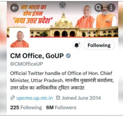 यूपी सीएम ऑफिस का 'एक्स' हैंडल सोशल मीडिया पर छाया, छह मिलियन हुई फॉलोअर्स की संख्या 
