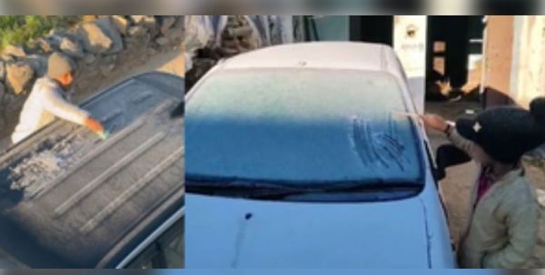 राजसमंद के कुंभलगढ़ में सर्दी का प्रकोप, खेतों में बिछी बर्फ की चादर 