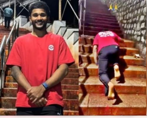 नितीश कुमार रेड्डी तिरुमाला पहुंचने के लिए घुटनों के बल सीढ़ियां चढ़े 