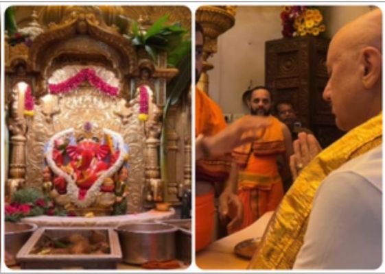 सिद्धि विनायक मंदिर पहुंचे अनुपम खेर, लिया बप्पा का आशीर्वाद 