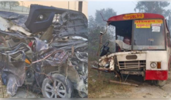 जौनपुर-रायबरेली हाईवे पर कार और बस की टक्कर में तीन की मौत, महाकुंभ से लौट रहे थे लोग 