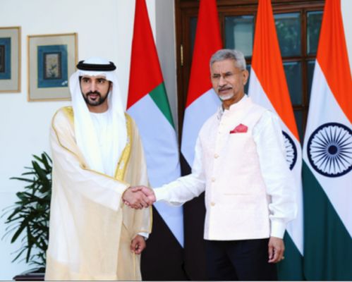 विदेश मंत्री ने दुबई के क्राउन प्रिंस का किया स्वागत, कहा - संबंधों को लेकर उनकी सकारात्मक भावनाओं की करता हूं सराहना