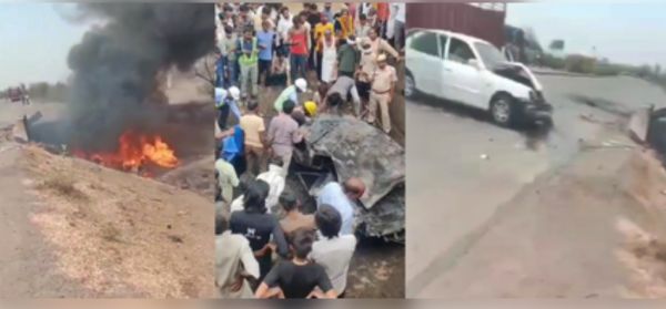 भीलवाड़ा में वैन से टकराई कार, हादसे में जिंदा जलने से चालक की मौत 