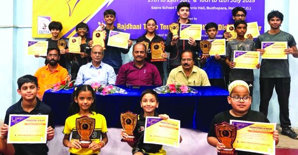 मानसून लीग टेबल टेनिस स्पर्धा में अर्जुन, आर्यन, राघव, समाया और इसी रहे विजेता