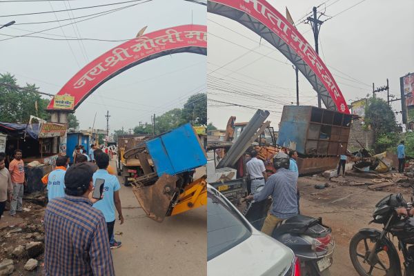 टीम प्रहरी मौलीमाता बाजार तेलीबांधा में 20 अवैध ठेलो को हटाया, 10 ठेले जप्त