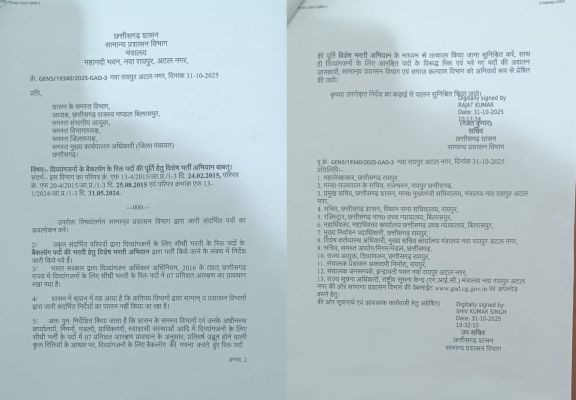 दिव्यांग जनों के रिक्त पदों को भरने  विशेष बैकलाग भर्ती के आदेश