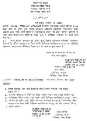 डॉ. पुनीत गुप्ता अतिरिक्त संचालक के प्रभार से मुक्त