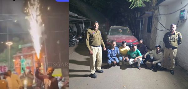 गुढ़ियारी में बीच रोड  आतिशबाजी केक काट कर 5 उपद्रवी युवक गिरफ्तार ,कार जब्त 