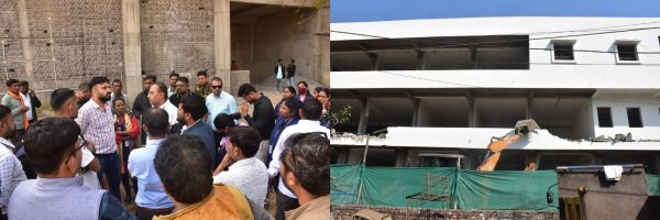 आवासीय नक्शे पर कांप्लेक्स ताना, निगम के 3 जेसीबी तोड़ रहे 