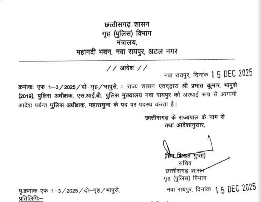 प्रभात कुमार महासमुंद के नए एसपी