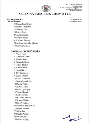 निष्कासित नेत्री को महिला कांग्रेस में बड़ी जिम्मेदारी !!