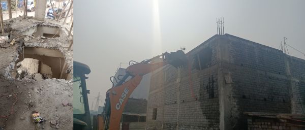 टाटीबंध ट्रांसपोर्ट नगर के पास 20 हजार वर्गफीट में अवैध बने 18 दुकानों को तोड़ा 