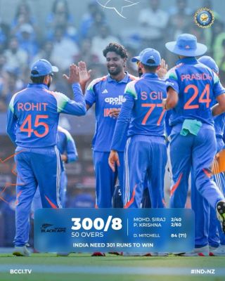 न्यूजीलैंड ने भारत को जीत के लिए 301 रन का लक्ष्य