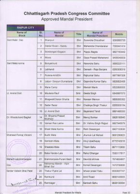 कांग्रेस में 13 सौ न‌ए मंडल, रायपुर में 42, अध्यक्ष नियुक्त 