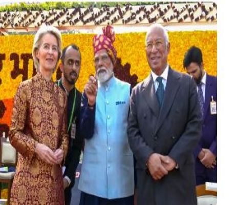 यूरोपीय संघ के शीर्ष नेताओं ने भारत की भव्य गणतंत्र दिवस परेड देखी