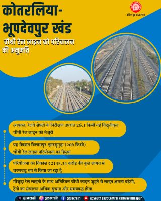  कोतरलिया–भूपदेवपुर चौथी रेल लाइन पर ट्रेनें चलाने की अनुमति