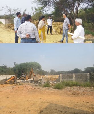 अमलीडीह नाले में अतिक्रमण पर चला प्रशासन का बुलडोजर