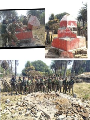 विस्फोटक सामान व 14 बम बरामद, नक्सल स्मारक भी ध्वस्त