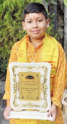इंटरनेशनल ग्रीन वॉरियर ओलम्पियाड में रायपुर के किअंश ओझा को तीसरी रेंक