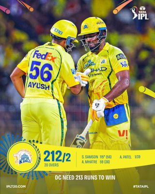 चेन्नई सुपरकिंग्स ने दिल्ली कैपिटल्स को दिया 213 रन का लक्ष्य