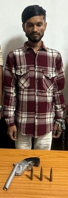 देशी कट्टा व तीन जिन्दा कारतूस के साथ एक गिरफ्तार