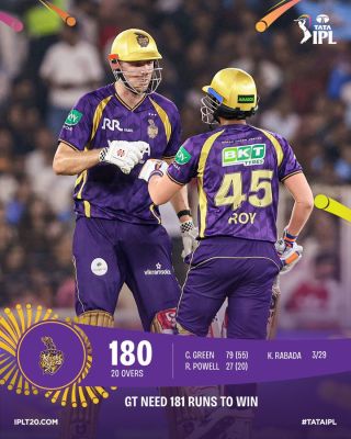 टाइटंस ने केकेआर को 180 रन पर आउट किया