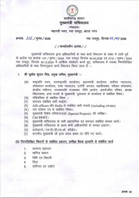 मुख्यमंत्री के  प्रमुख सचिव और सचिवों के बीच कार्य विभाजन 