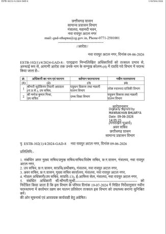 दो उप सचिवों के विभाग बदले गए