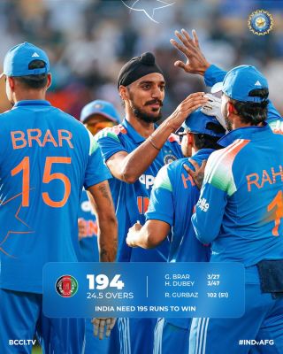 दुबे और बरार के तीन तीन विकेट, गुरबाज के शतक से अफगानिस्तान ने भारत को दिया 195 रन का लक्ष्य