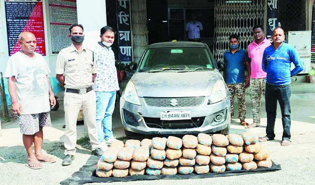 कार में गांजा तस्करी, 70 किलो पकड़ाया  