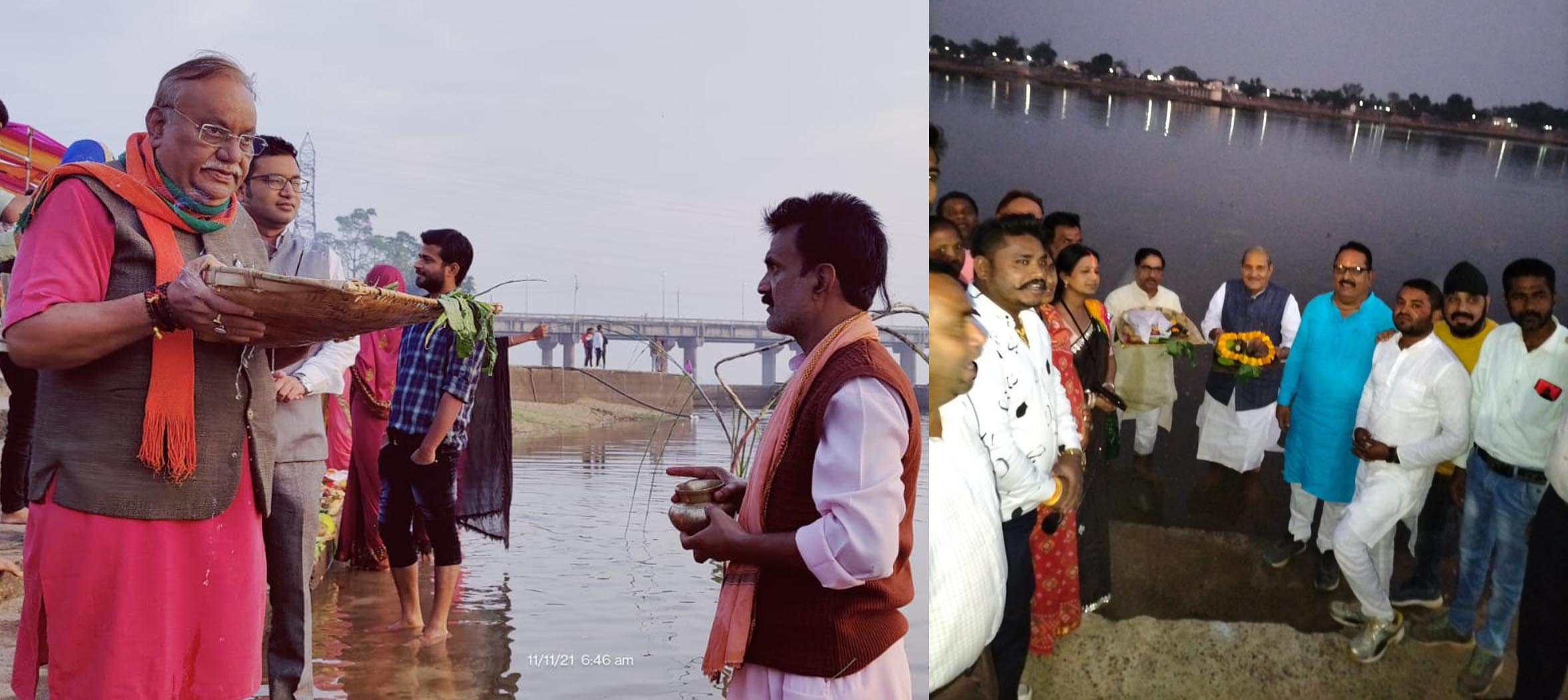 उगते सूर्य को दिया अघ्र्य, छठ घाट पर उमड़ी भीड़