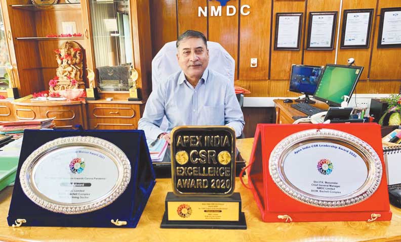  एनएमडीसी बचेली के सीजीएम को मिला सीएसआर लीडरशिप अवार्ड