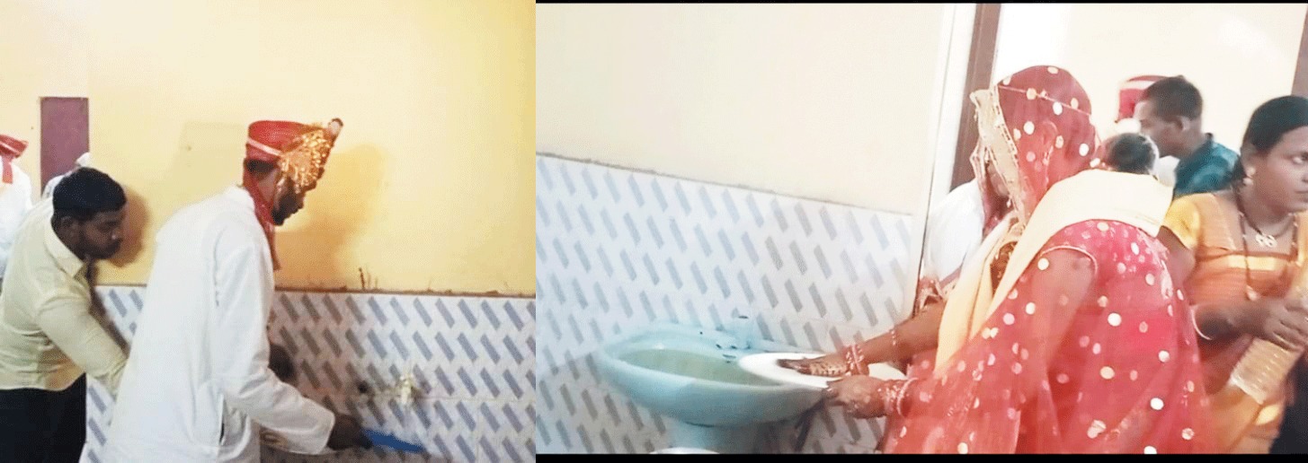 मुख्यमंत्री कन्या विवाह के वर-वधू को धोनी पड़ी प्लेट