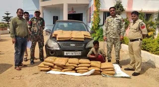 कार में गांजा तस्करी, यूपी का एक गिरफ्तार