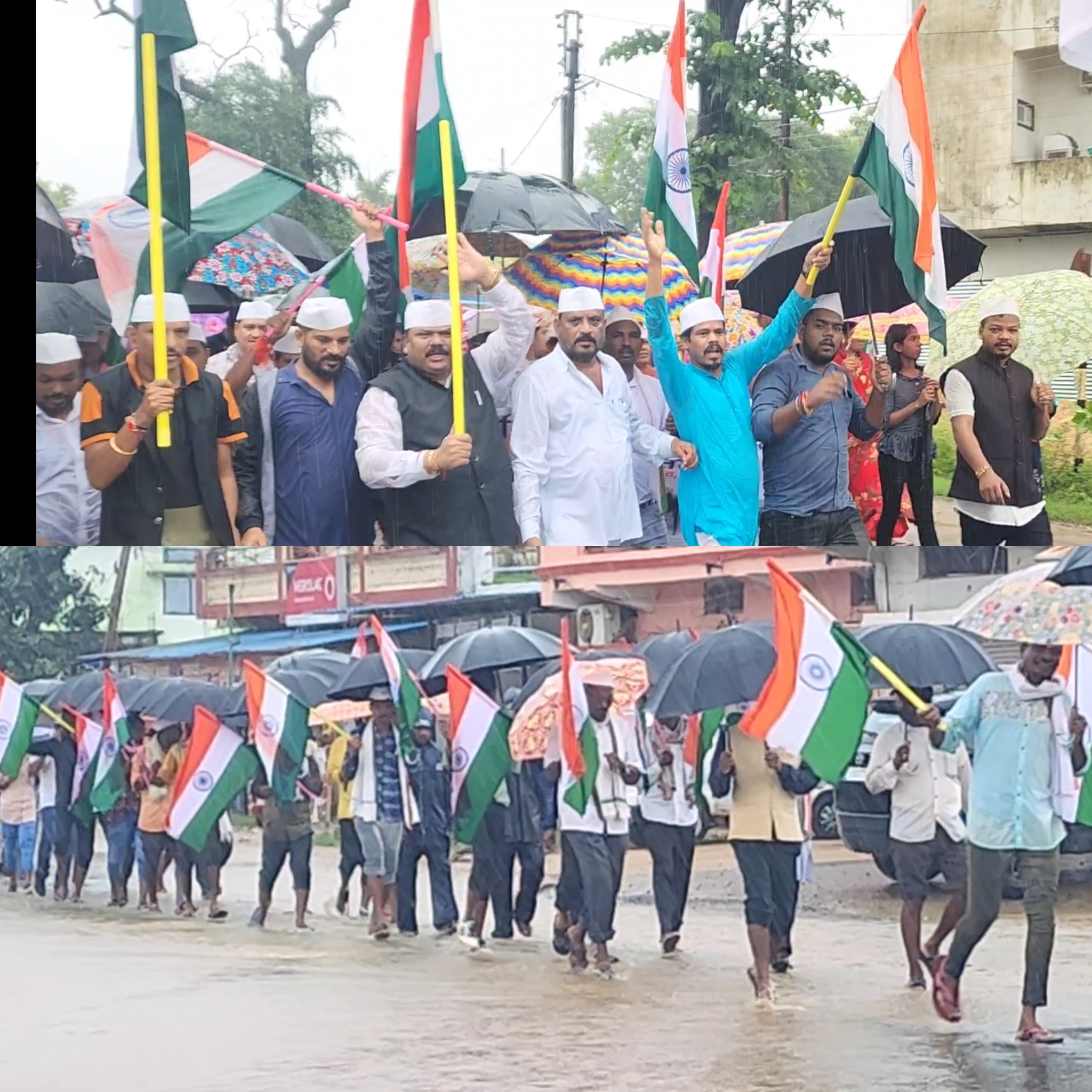 तेज बारिश के बीच विधायक ने सैकड़ों लोगों के साथ निकाली तिरंगा गौरव पदयात्रा तेज बारिश के बीच विधायक ने सैकड़ों लोगों के साथ निकाली तिरंगा गौरव पदयात्रा