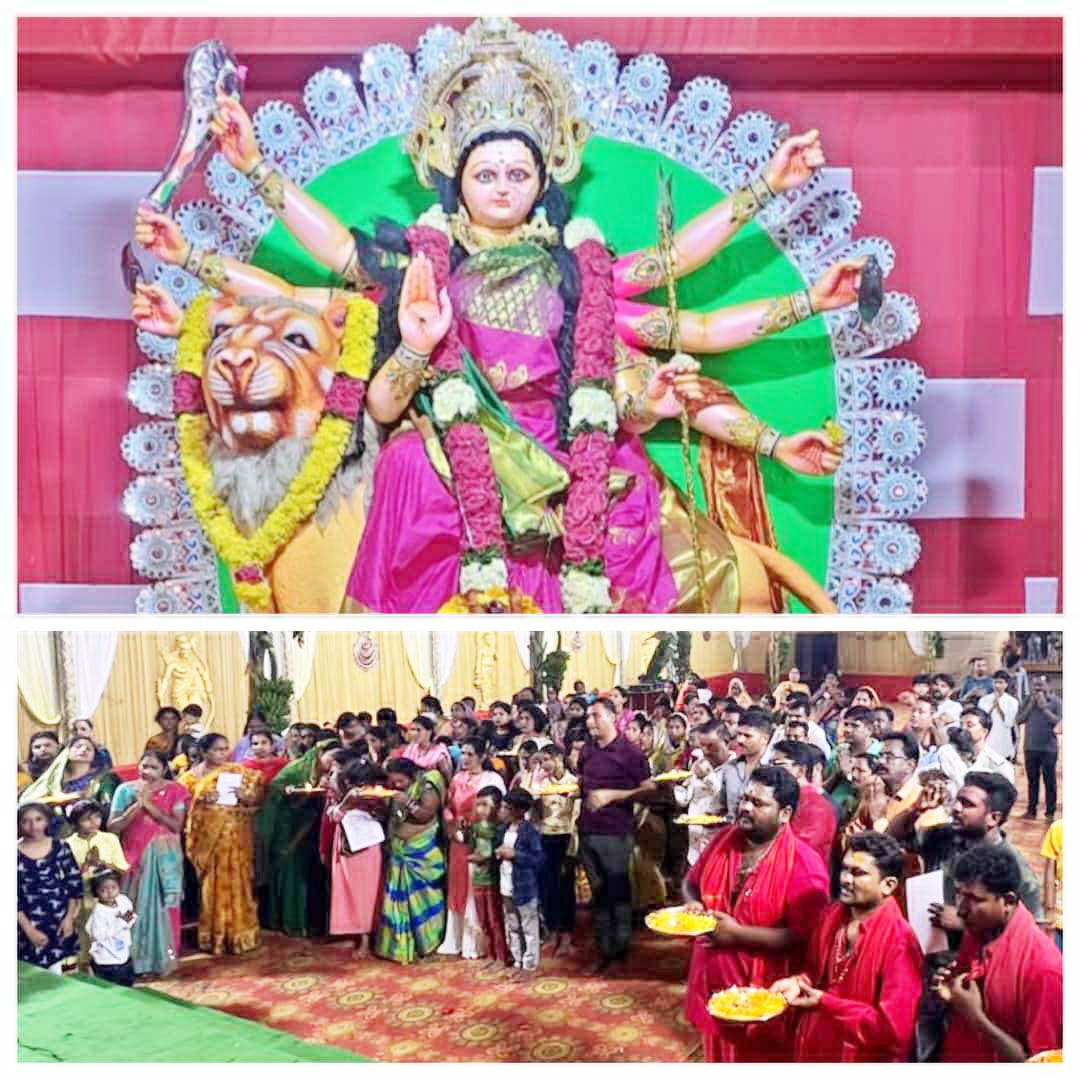 तिरुपति बालाजी मंदिर स्वरूप दुर्गा पंडाल, माता के दर्शन-पूजा के लिए आ रहे भक्त