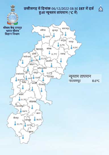 बस्तर में 6 डिग्री तक गिरेगा तापमान