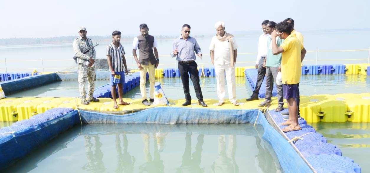 कलेक्टर ने किया कोसारटेडा जलाशय में फ्लोटिंग मत्स्य पालन का निरीक्षण