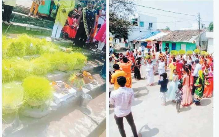 शोभायात्रा निकाल जोत जवारा का विसर्जन शोभायात्रा निकाल जोत जवारा का विसर्जन