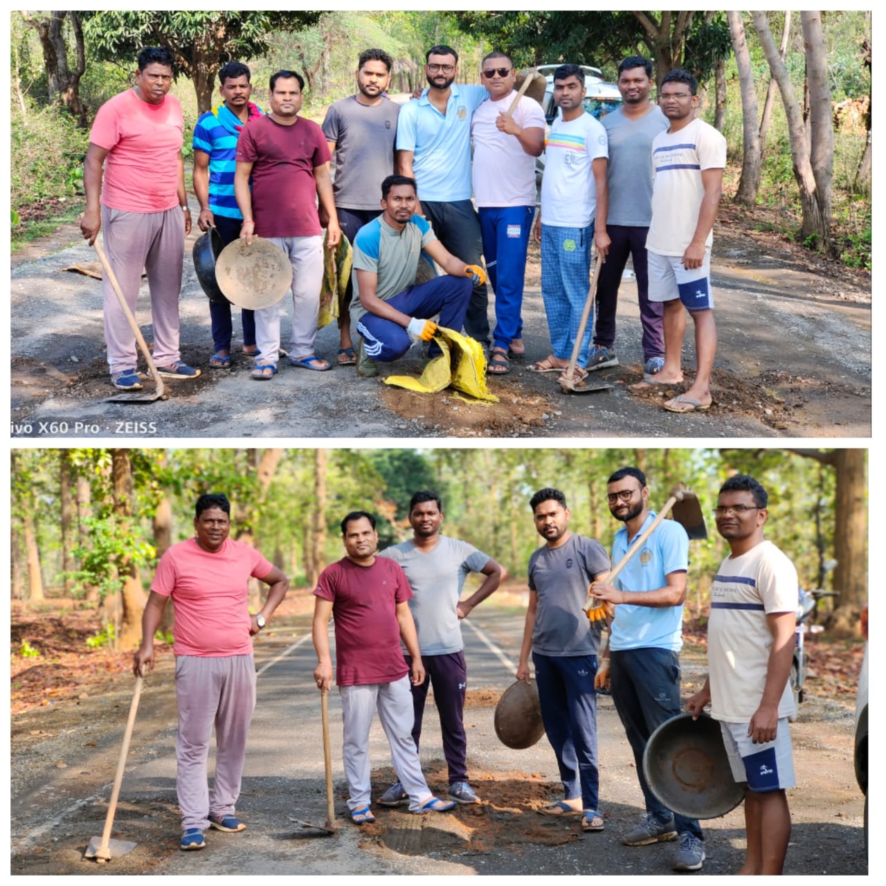 जर्जर सडक़ को संवारने शिक्षकों ने किया श्रमदान जर्जर सडक़ को संवारने शिक्षकों ने किया श्रमदान