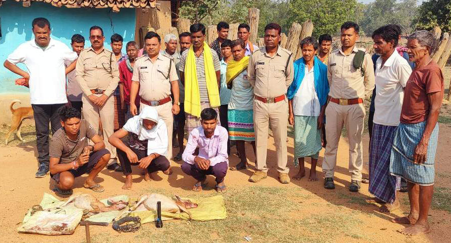 विलुप्त प्रजाति चौसिंगा का शिकार, 4 गिरफ्तार 