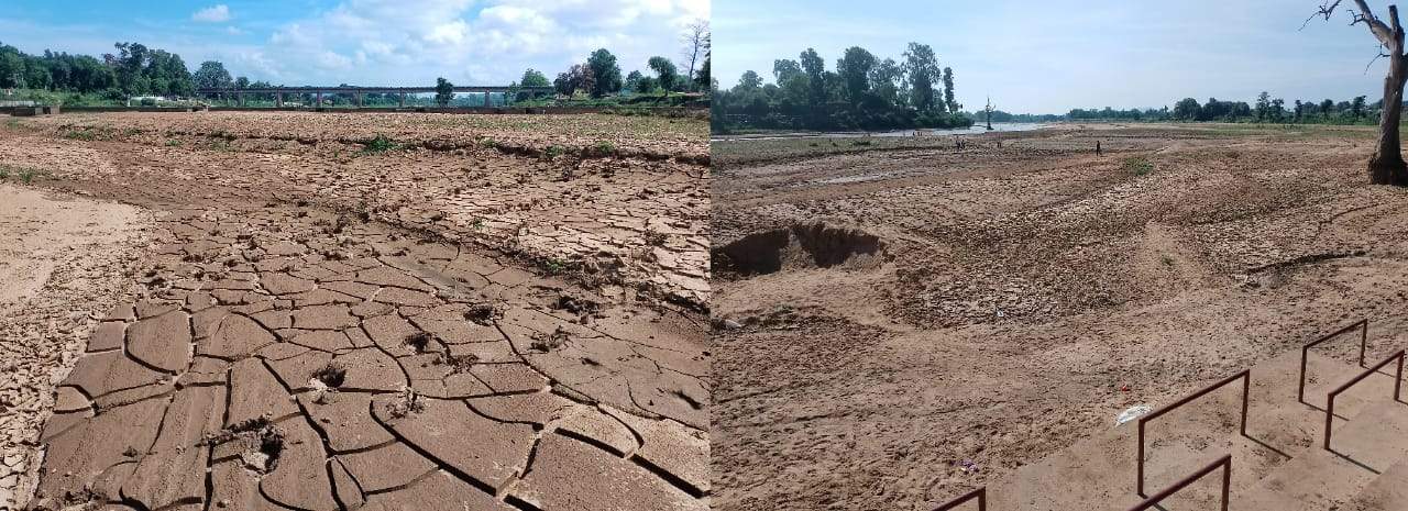 सावन में भी सूखने की कगार पर कन्हर नदी, जगह-जगह दरारें