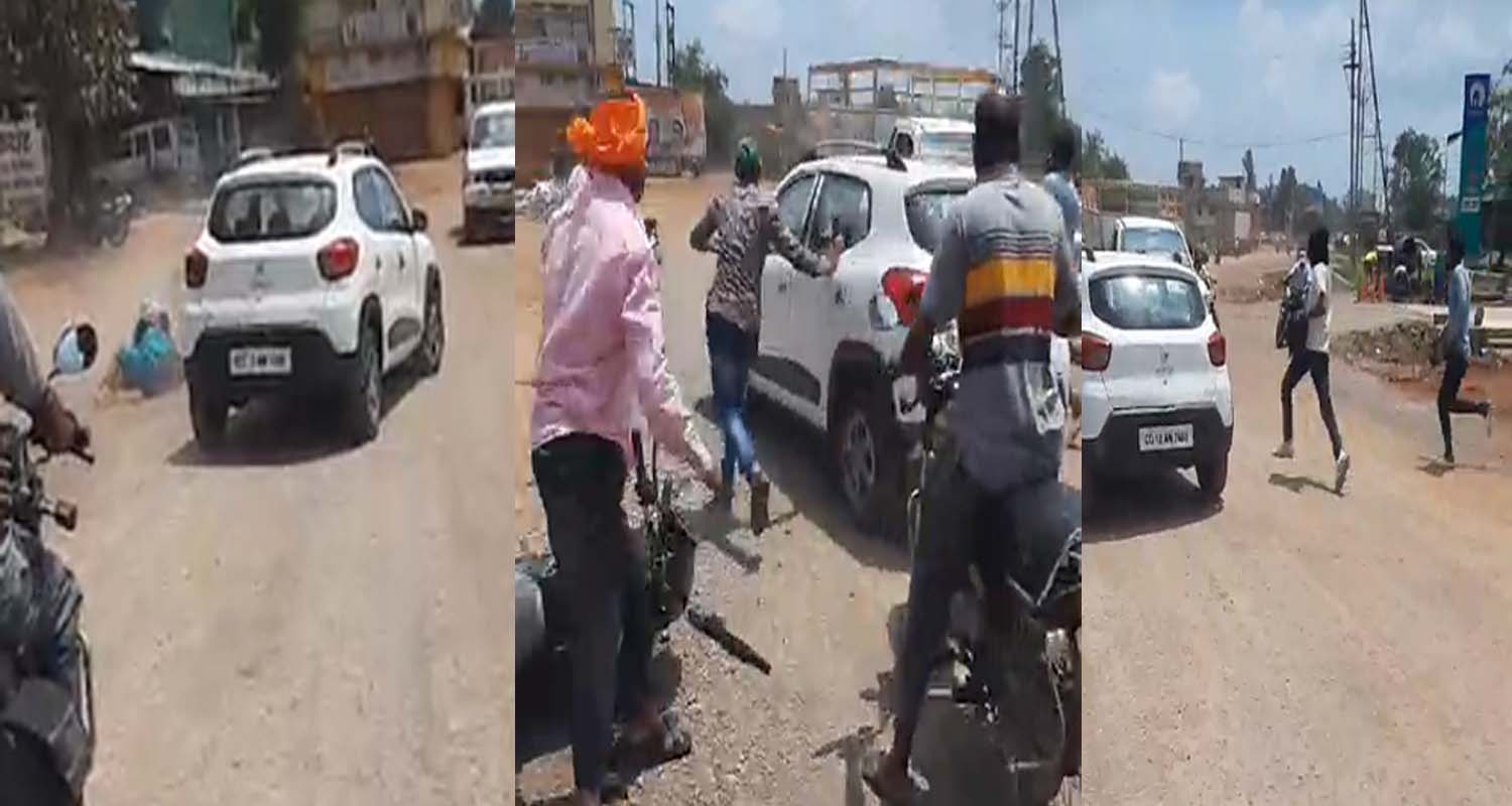 कार ने दो गाडिय़ों को मारी टक्कर,  भीड़ ने चालक की कर दी पिटाई