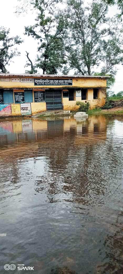 चरौदा के स्कूल परिसर में भरा पानी, स्कूली बच्चे परेशान चरौदा के स्कूल परिसर में भरा पानी, स्कूली बच्चे परेशान