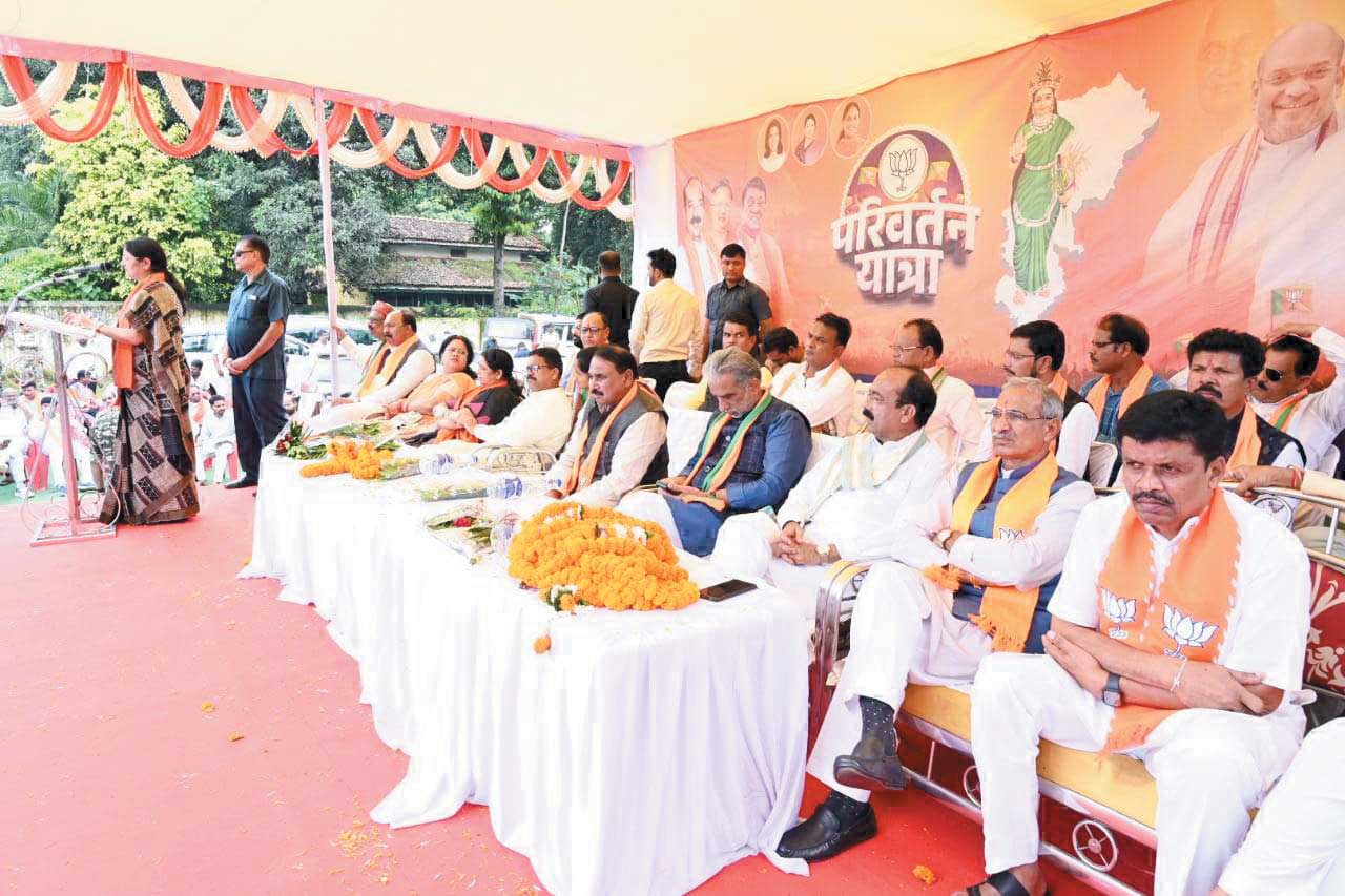 परिवर्तन यात्रा पहुंची मैनपुर, आमसभा में गरजे भाजपा प्रदेश अध्यक्ष अरुण साव