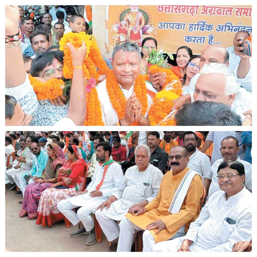 नगर आगमन पर त्रिवेदी का जगह-जगह स्वागत