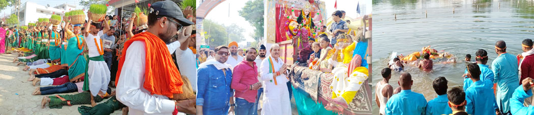नम आंखों से दी माता को विदाई, विसर्जन के दौरान भक्तों का छलका दर्द नम आंखों से दी माता को विदाई, विसर्जन के दौरान भक्तों का छलका दर्द