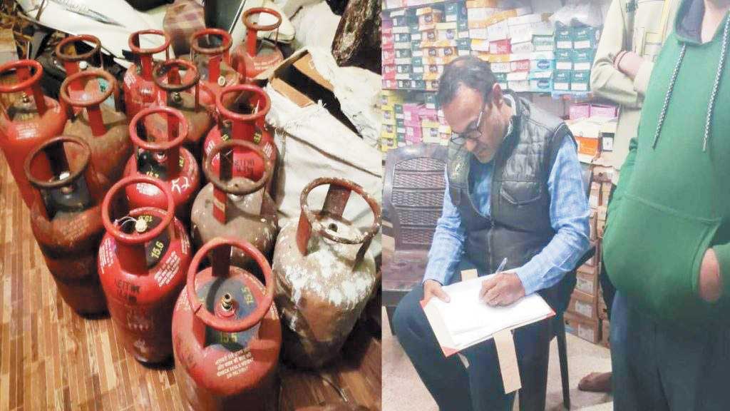 गैस सिलेंडर की अवैध बिक्री और रिफलिंग पर खाद्य विभाग का छापा